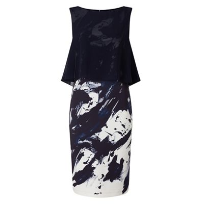 Phase Eight Navy and ivory della layered dress